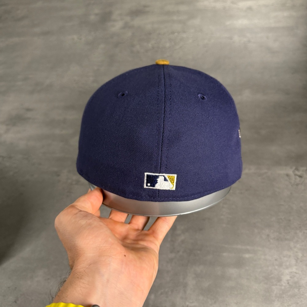 Hat Club Milwaukee Brewers New Era Cap 7 1/4 Beer Pack Navy Gold 2 Tone Patch - Picture 5 of 7